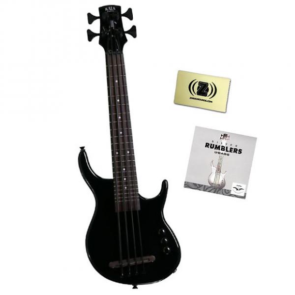 Custom Kala UBASS-SUB4FS-SBK U-Bass, Solid Body, 4 String, Fretted Gloss Black Ukulele with Polishing Cloth #1 image