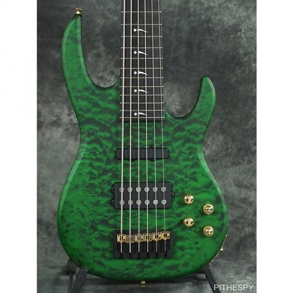 Custom CARVIN LB76 SATIN GREEN QUILTED MAPLE 6 STRING BASS GUITAR &amp; TOLEX CASE LB 76 #1 image