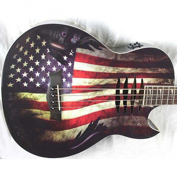 Custom Dean Mako Bass Dave Mustaine Acoustic Electric Bass Guitar 2014 Flag Graphic #1 image
