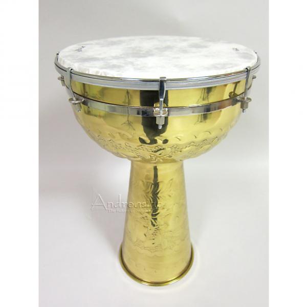 Custom Mid-East Manufacturing Brass Doumbek Drum w/ 12&quot; Remo Fiberskyn Head #1 image