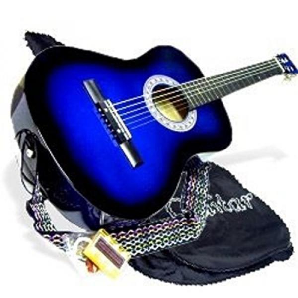 38&quot; BLUE Acoustic Guitar Starter Beginner Package, Guitar, Gig Bag, Extra String &amp; DirectlyCheap(TM) Translucent Medium Guitar Pick (BU-AG38) #1 image