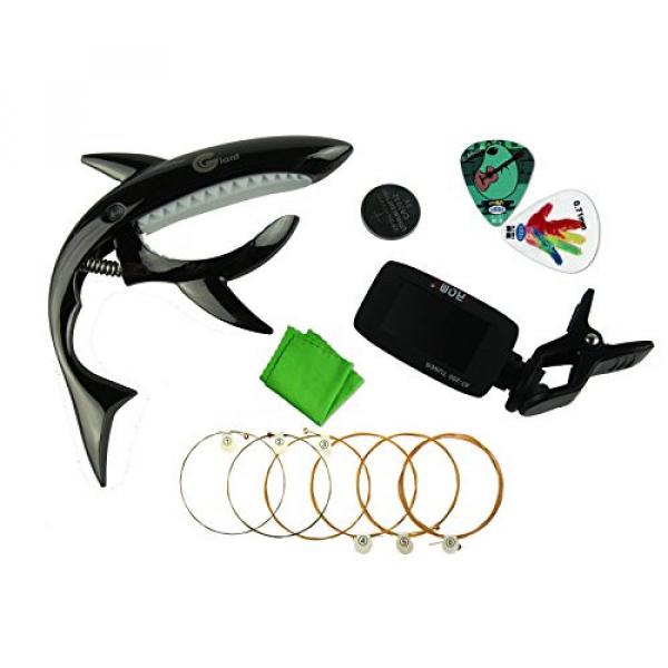 TigerTu Guitar Beginner Kits,Shark Capo and Tuner and Acoustic Guitar Strings and Picks #1 image