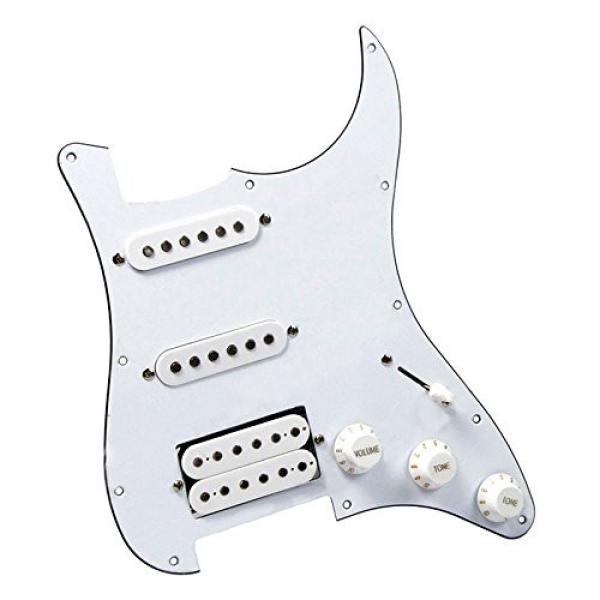 Vinmax 3Ply White Loaded Pickguard HSS w/ Pickups for Squier Strat Guitar Prewired #1 image