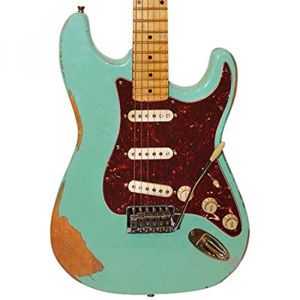 Sawtooth Handcrafted Americana ES Relic Solid Body Electric Guitar with Hard Case, Surf Green #1 image