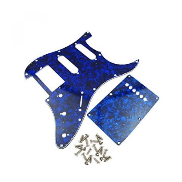IKN Pickguard Scratch Plate 11-hole HSS &amp; Tremolor Cover W/screws Blue Pearl for ST/Squier Style Guitar #1 image