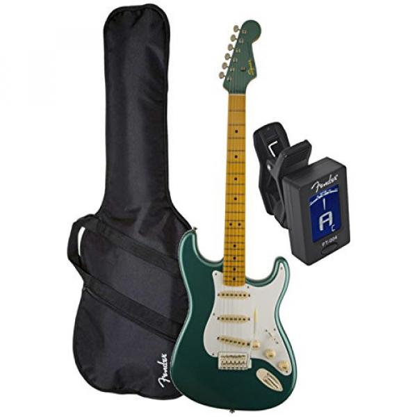 Squier Classic Vibe Strat 50's Sherwood Green Metallic w/ Fender Gig Bag and Tuner #3 image