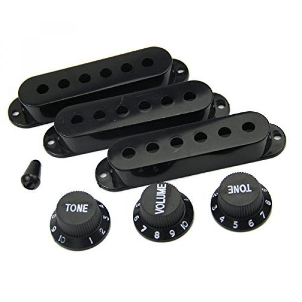 SODIAL(R) Fender Stratocaster Pickup Covers 50 or 52 mm Pole to Pole Knobs Tips (Black) #1 image