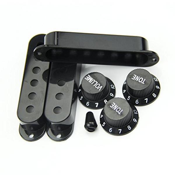 SODIAL(R) Fender Stratocaster Pickup Covers 50 or 52 mm Pole to Pole Knobs Tips (Black) #3 image