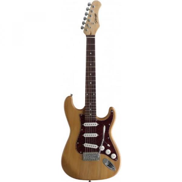 Stagg S300 3/4-Size Standard S 6-String Electric Guitar with Solid Alder Body - Natural #1 image