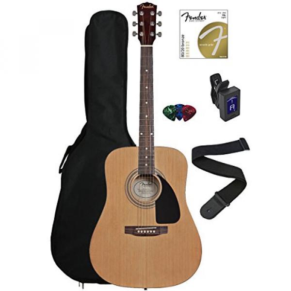 Fender FA-100 Dreadnought Acoustic Guitar Bundle with Gig Bag, Tuner, Strap, Picks, Strings - Natural #1 image