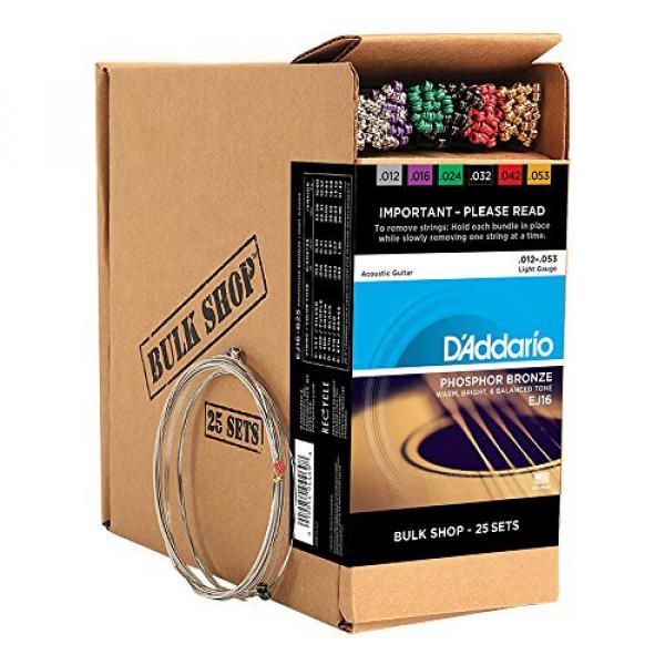 D'Addario EJ16-B25 Phosphor Bronze Acoustic Guitar Strings, Light, 25 Bulk Sets #1 image
