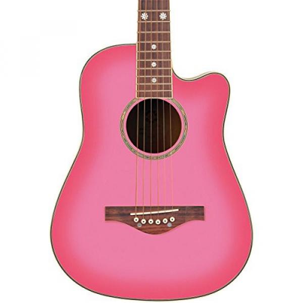 Daisy Rock Wildwood Short Scale Acoustic Guitar, Pink Burst #1 image