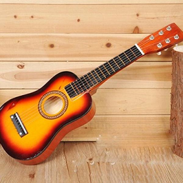 25&quot; Beginners Practice Acoustic Mini Guitar 6 String Children Music Toys Musical Instrument Toy Yellow for Kids #1 image