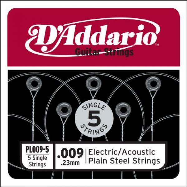 D'Addario PL009-5 Plain Steel Guitar Single String, .009, 5-pack #1 image