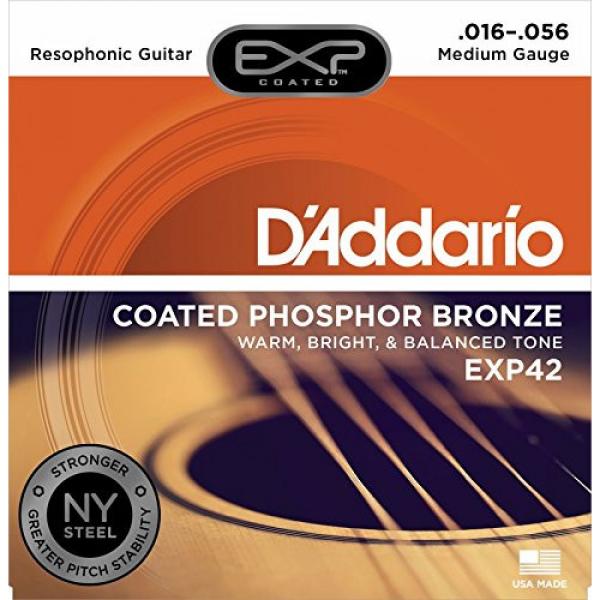 D'Addario EXP42 with NY Steel Coated Resophonic Guitar Strings, Coated, 16-56 #1 image