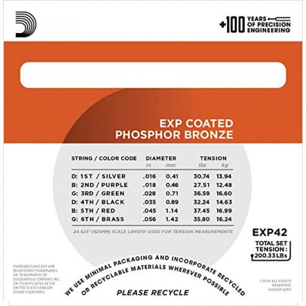 D'Addario EXP42 with NY Steel Coated Resophonic Guitar Strings, Coated, 16-56 #3 image