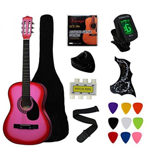 YMC 38&quot; Pink Beginner Acoustic Guitar Starter Package Student Guitar with Gig Bag,Strap, 3 Thickness 9 picks,2 Pickguards, Pick Holder, Extra Strings, Electronic Tuner -Pink #1 image