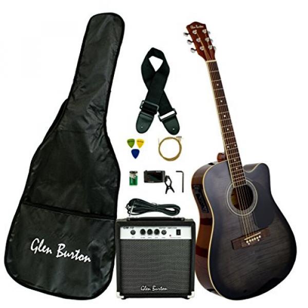 Glen Burton GA204BCO-BK Acoustic Electric Cutaway Guitar, Black #1 image