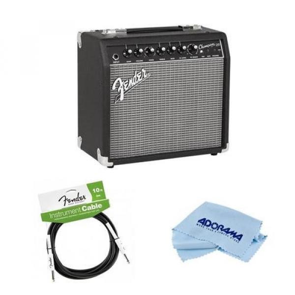 Fender Champion 20 Guitar Amplifier with 8&quot; Speaker - Bundle With Fender Performance Series 10' Instrument Cable, Microfiber Cleaning Cloth #1 image