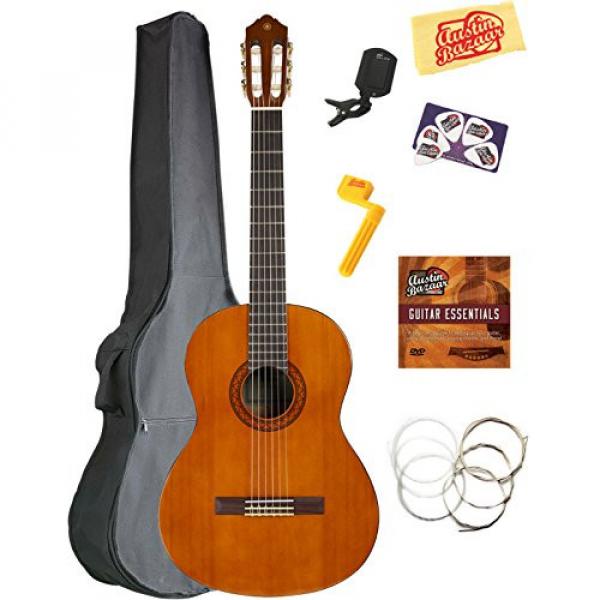 Yamaha C40 Full-Size Classical Guitar Bundle with Gig Bag, Clip-On Tuner, Austin Bazaar Instructional DVD, Strings, Picks, and Polishing Cloth - Natural #1 image