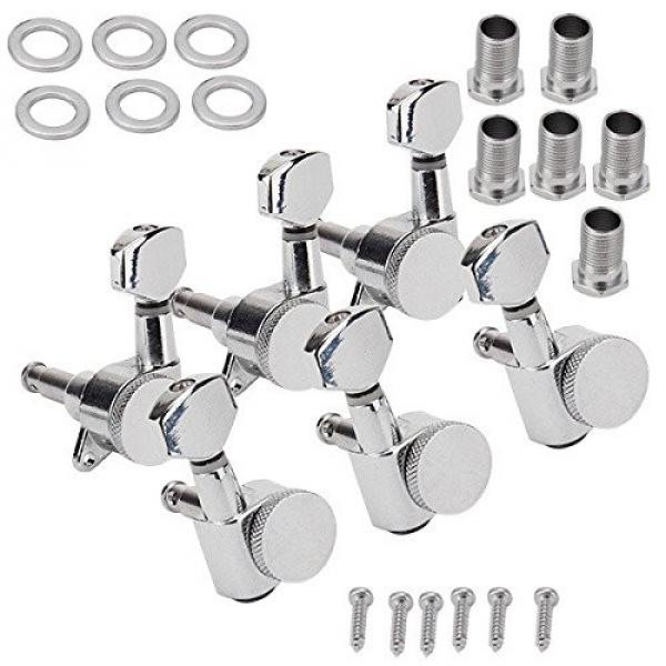 WEONE Replacement 16:1 Chrome CR Auto Lock String Guitar Pegs Machine Heads 3L3R Material + Steel gear #1 image