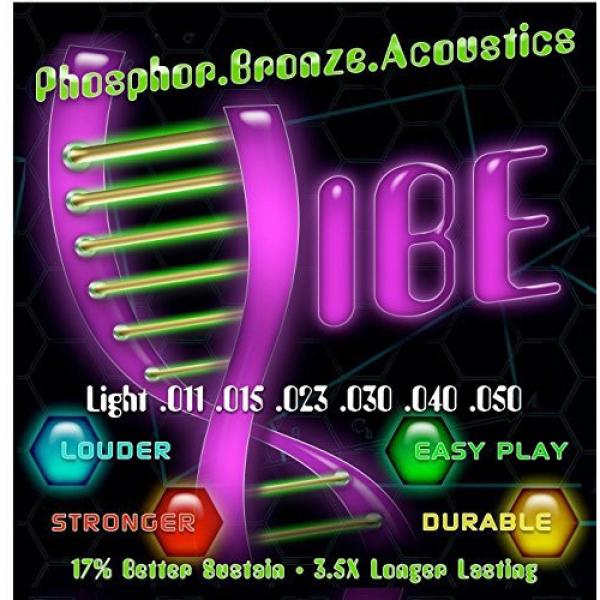 Vibe Strings Acoustic Guitar Strings, Phosphor Bronze/Steel Light Gauge 11-50, Vacuum Sealed - Comfortable Play, Lasting Sustain with Bright Clear Tone #1 image