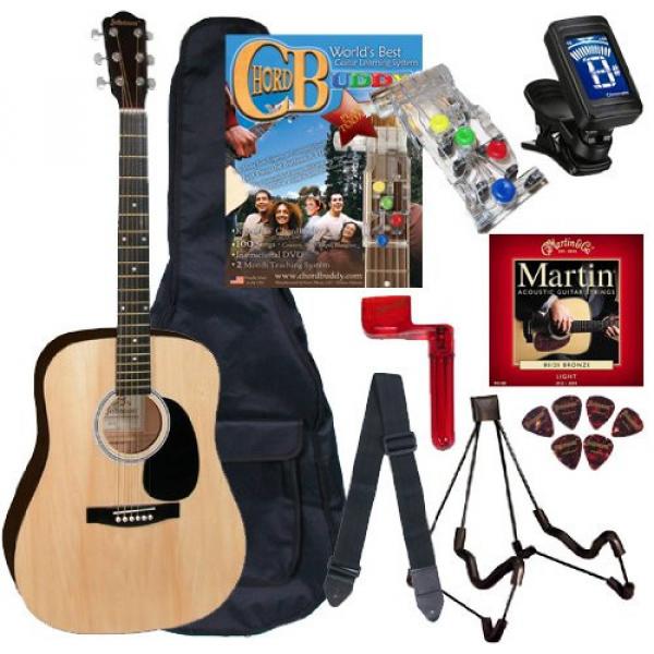Chord Buddy Acoustic Guitar Beginners Package with Full Size Johnson JG-610 Bundle #1 image