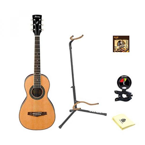 Ibanez PN1 Natural Parlor Acoustic Guitar With Polishing Cloth, Picks, Tuner, and Stand #1 image
