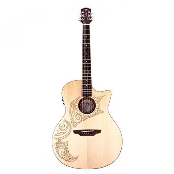 Luna Oracle Series Tattoo Spruce Grand Concert Acoustic-Electric Guitar with USB On Board #1 image