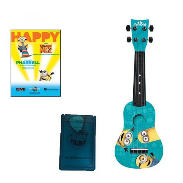 Minions Mini Guitar Deluxe w/Pick Case &amp; Happy (Despicable Me 2) Sheet Music #1 image
