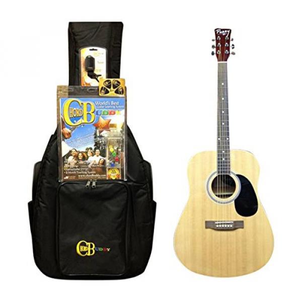 ChordBuddy Guitar Starter Kit. Includes Full Size, Perry Dreadnought Acoustic6 String Guitar (Natural), ChordBuddy Device, DVD, Songbook, Gig Bag, Tuner and Picks. Best Guitar Learning System. #1 image