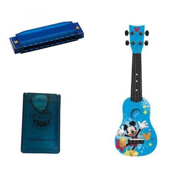 Mickey Mouse Mini Guitar w/Pick Case &amp; Harmonica #1 image