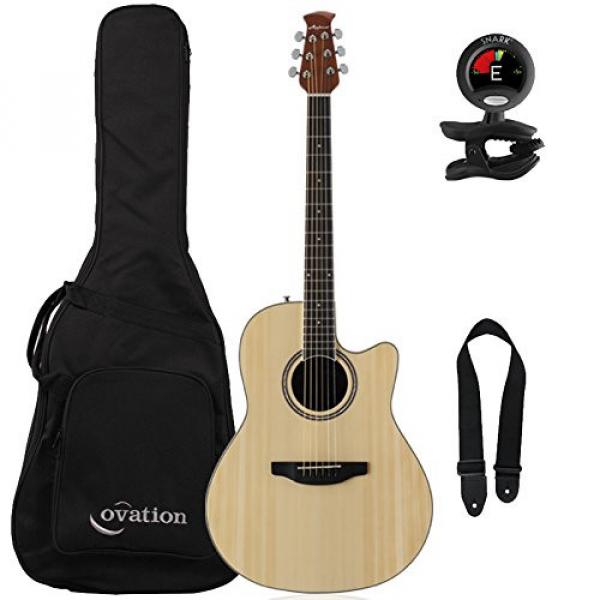 Ovation Applause Balladeer AB24AII-4 Guitar, Natural, Acoustic Only, with Gig Bag, Tuner, and Strap #1 image