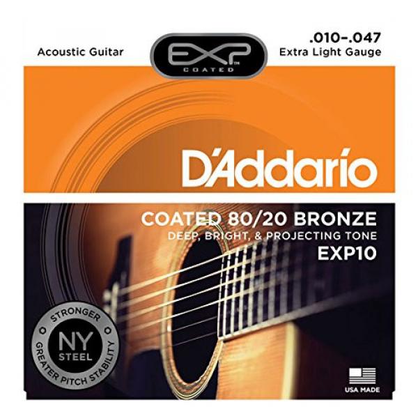 D'Addario martin guitar strings acoustic EXP10 martin acoustic guitar with acoustic guitar martin NY guitar martin Steel martin acoustic strings Acoustic Guitar Strings, 80/20, Coated, Extra Light, 10-47 #1 image