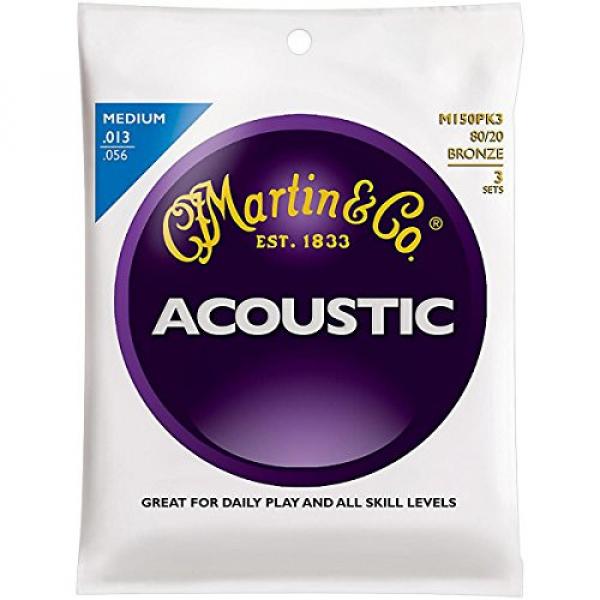 Martin martin guitar strings acoustic M150 martin acoustic guitars 80/20 guitar martin Bronze martin guitar case Medium martin guitars 3-Pack Acoustic Guitar Strings #1 image