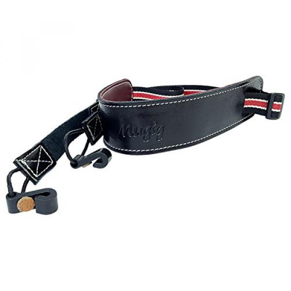 Ukulele Strap, Leather Pad Adjustable Nylon Neck Sling Strap for Ukulele with Sound Hole Hook (Red-Black) #2 image