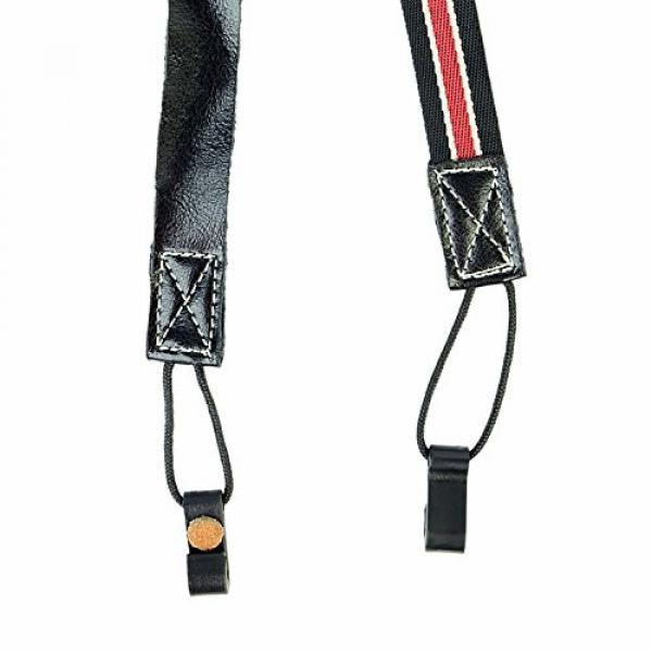 Ukulele Strap, Leather Pad Adjustable Nylon Neck Sling Strap for Ukulele with Sound Hole Hook (Red-Black) #3 image