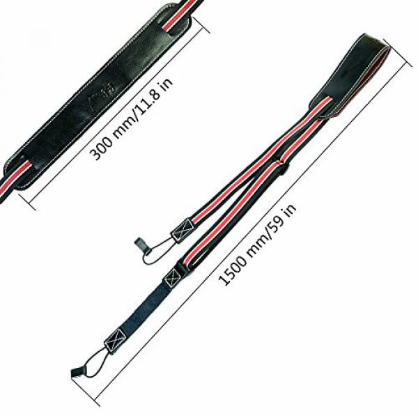 Ukulele Strap, Leather Pad Adjustable Nylon Neck Sling Strap for Ukulele with Sound Hole Hook (Red-Black) #4 image