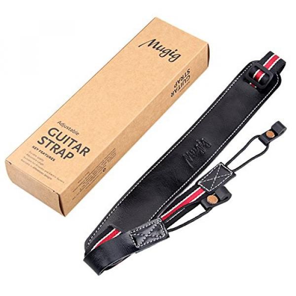 Ukulele Strap, Leather Pad Adjustable Nylon Neck Sling Strap for Ukulele with Sound Hole Hook (Red-Black) #5 image