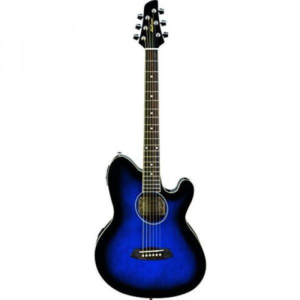 Ibanez TCY10ETBS Talman Acoustic-Electric Guitar, Transparent Blue Sunburst With Polishing Cloth, Picks, Tuner, and Stand #2 image