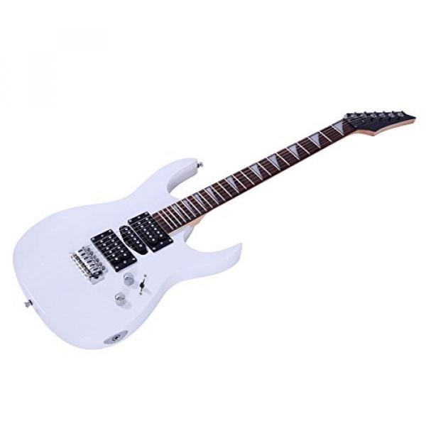 MCH Professional Electric Guitar with Guitar Bag, Strap, Pick, Tremolo Bar and Link Cable Set Beginner Starter Package (White) #5 image
