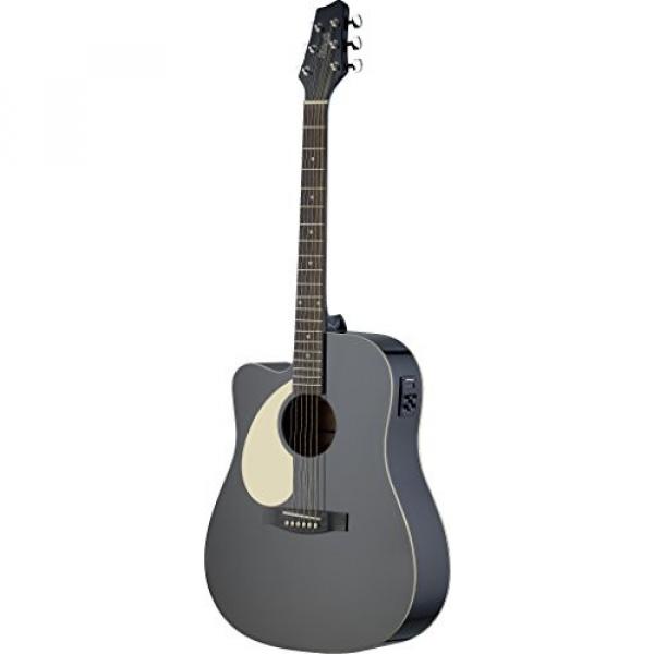 Stagg SA30DCE-BK Left Handed Dreadnought Cutaway Acoustic-Electric Guitar - Matte Black #1 image