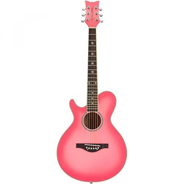 Daisy Rock WildWood Short Scale Acoustic Left-Handed Guitar, Pink Burst #2 image