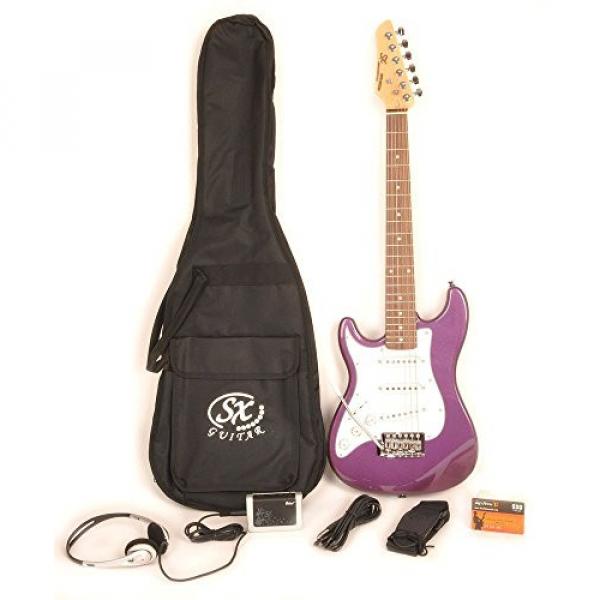 SX RST 1/2 MPP Left Handed 1/2 Size Short Scale Purple Guitar Package with Amp, Carry Bag and Instructional Video #1 image