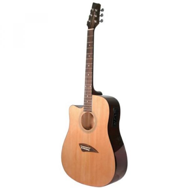 Kona K1EL Left-Handed Acoustic Electric Dreadnought Cutaway Guitar in Natural High Gloss Finish #1 image