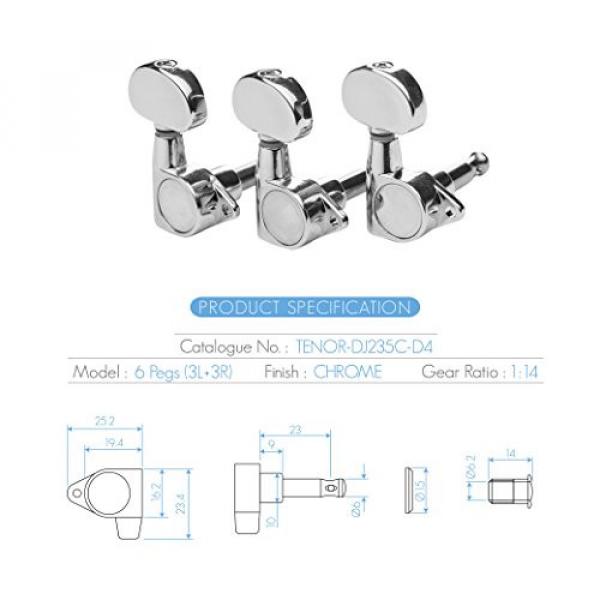 DJ235C-D4 TENOR Acoustic Guitar Tuners, Tuning Key Pegs/Machine Heads for Acoustic Guitar with Chrome Plated Finish and Chrome Plated Buttons. #5 image