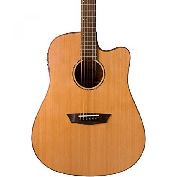 Washburn Solid Wood Series WD160SWCE Dreadnought Acoustic Electric Guitar, Natural #1 image