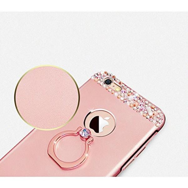 iPhone 6 Plus Case, Bonice Diamond Glitter Luxury Crystal Rhinestone Soft Rubber Bumper Bling Case with 360 Degree Rotating Ring Grip/Stand Holder/Kickstand For iPhone 6S Plus - Red #5 image