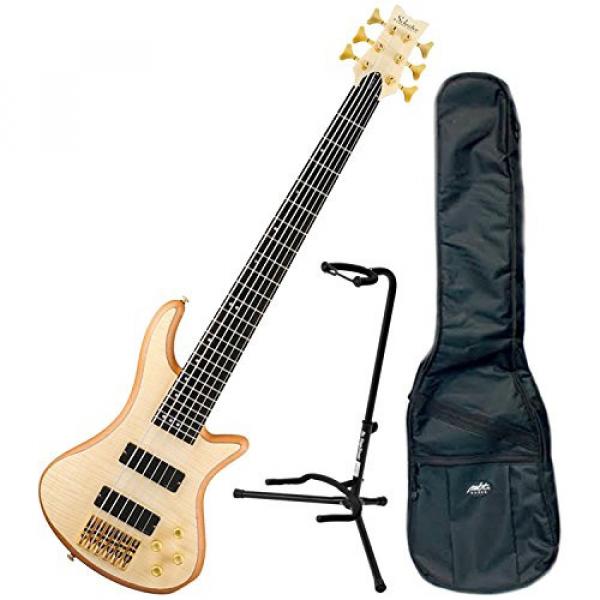 Schecter 6 String Stiletto Custom Electric Bass Natural w/DLX Gig Bag and Stand #1 image