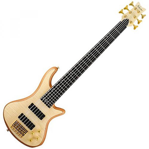 Schecter 6 String Stiletto Custom Electric Bass Natural w/DLX Gig Bag and Stand #3 image